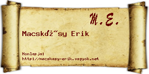 Macskásy Erik névjegykártya