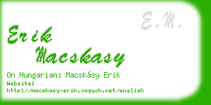 erik macskasy business card